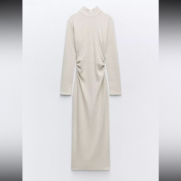 Zara SOFT PLEATED DRESS Size L - Picture 1 of 7